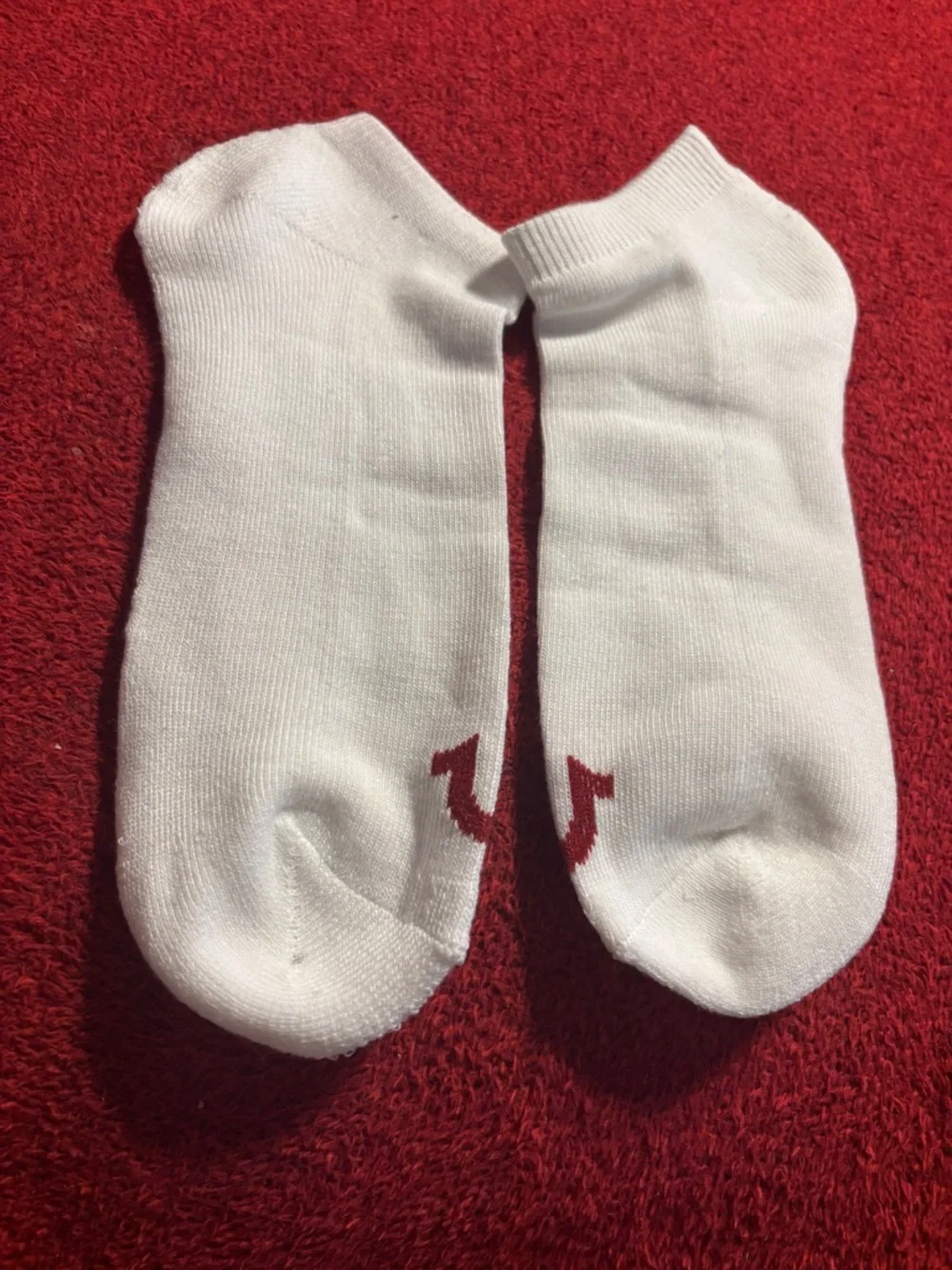 True Religion White Low-Cut Men’s Athletic Socks with Red Accents size 6-11 New